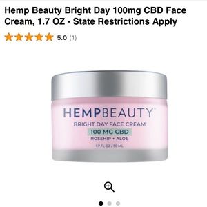 HempBeauty Bright Face Cream Aloe Rosehip 100 MG CBD New